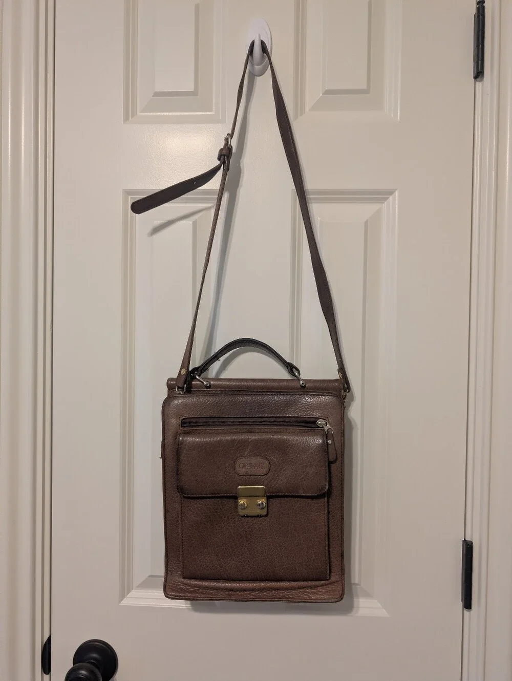 Vintage Overland Outfitters Brown Leather Crossbody Briefcase Bag